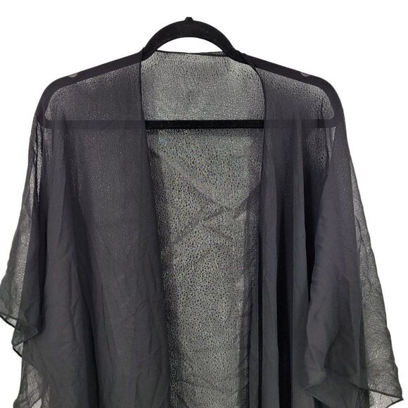 Womens Sheer Tasseled Kimono Black Boho Gothic Witchcore Baddie Festival Night O - Picture 9 of 10
